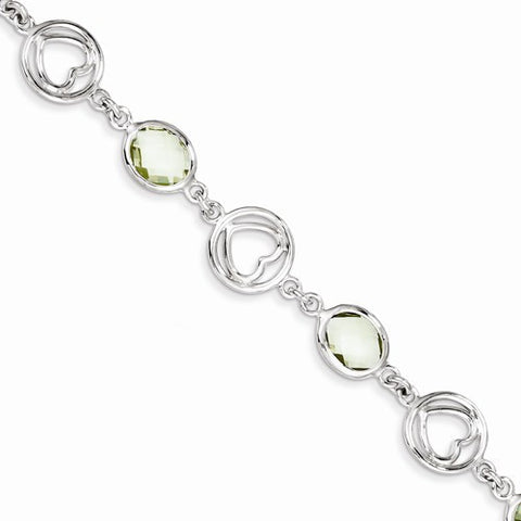 Sterling Silver Green Quartz Bracelet