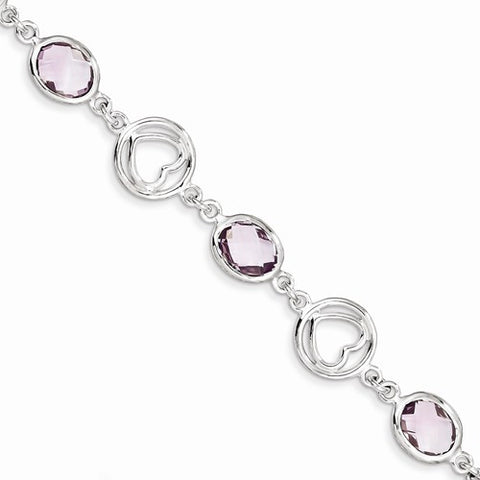 Sterling Silver Pink Quartz Bracelet