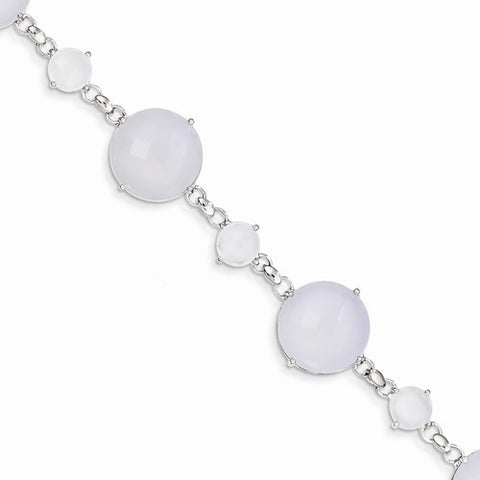 Sterling Silver Blue Chalcedony Circle Bracelet