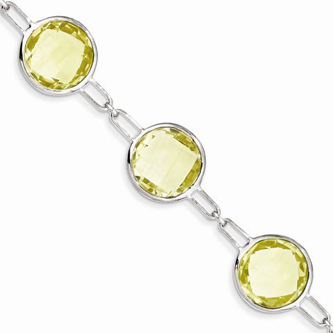 Sterling Silver Lemon Quartz Circle Bracelet