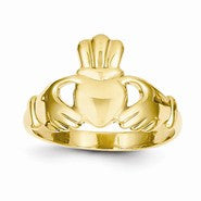 14k Yellow Gold Polished Claddagh Ring