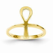 14k Yellow Gold Polished Ankh Egyptian Cross Ring