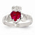 14k White Gold July Birthstone Claddagh Ring