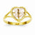 14k Yellow Gold Two-tone Diamond-cut Heart 15 Filigree Ring