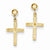 14k Yellow Gold Polished Textured Cross Earrings