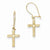 14k Yellow Gold Polished Satin Cross Earrings