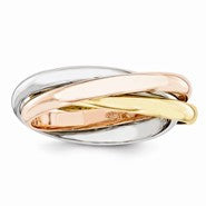 14k Tri-color Polished Rolling Ring