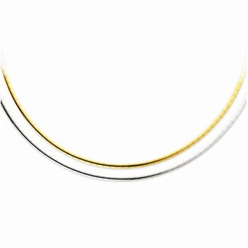 Sterling Silver & Gold-Plated Reversible Mirror Omega, 17 inch x 4mm, w/2 inch extension