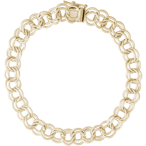 Double Spiral Charm Bracelet in Yellow Gold, 8 inch