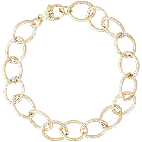 Rolo Charm Bracelet in Sterling Gold Plated, 8 inch