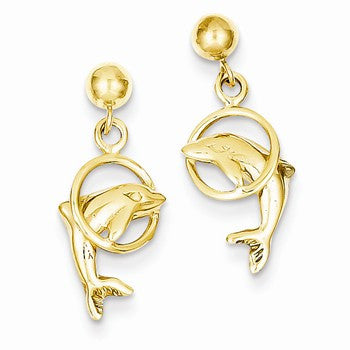 14k Yellow Gold Dolphin Earrings