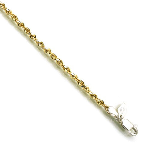 14K Yellow Gold and Sterling Silver Diamond-Cut Rope Bracelet