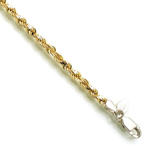 14K Yellow Gold and Sterling Silver Diamond-Cut Rope Bracelet