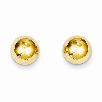 14k Yellow Gold Polished 8mm Ball Post Earrings