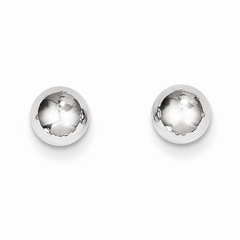 14k White Gold Polished 6mm Ball Post Earrings