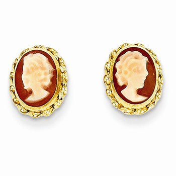 14k Yellow Gold Cameo Post Earrings