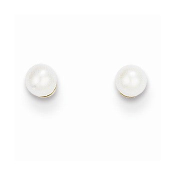 14k Yellow Gold 3mm Cultured Pearl Earrings