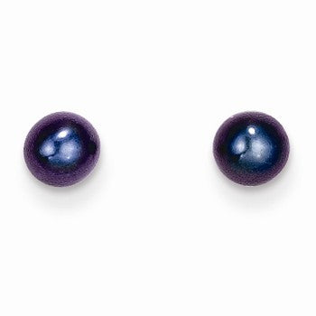 14k Yellow Gold 4.5mm Black Cultured Pearl Earrings