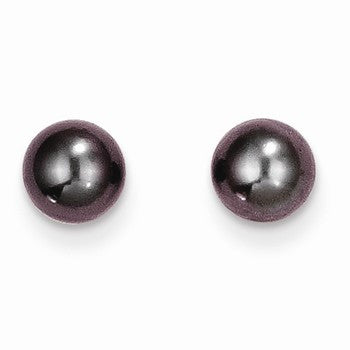 14k White Gold 6mm Black Cultured Pearl Earrings