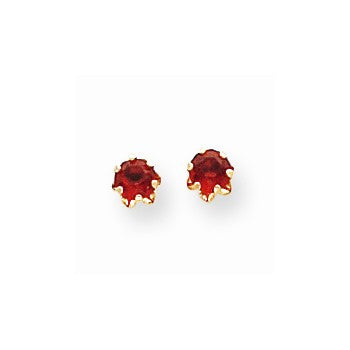 14k Yellow Gold 4mm Synthetic Garnet (Jan) Screwback Earrings