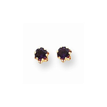 14k Yellow Gold 4mm Synthetic Amethyst (Feb) Screwback Earrings