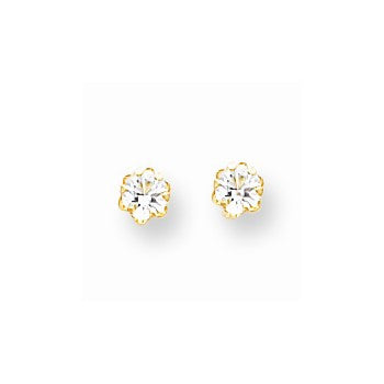 14k Yellow Gold 4mm Synthetic White Topaz (Apr) Screwback Earrings