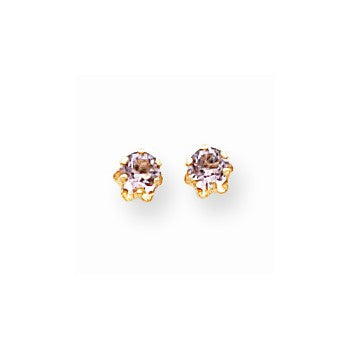 14k Yellow Gold 4mm Synthetic Alex&rite (Jun) Screwback Earrings