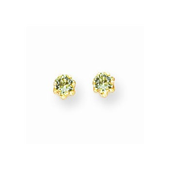 14k Yellow Gold 4mm Synthetic Peridot (Aug) Screwback Earrings