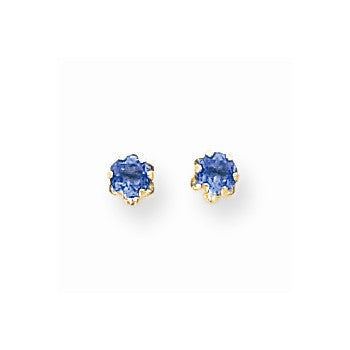 14k Yellow Gold 4mm Synthetic Sapphire (Sep) Screwback Earrings