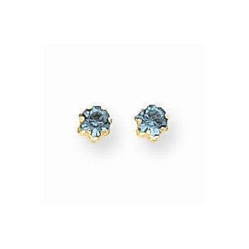 14k Yellow Gold 4mm Synthetic Blue Topaz (Dec) Screwback Earrings