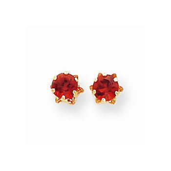 14k Yellow Gold 5mm Synthetic Garnet (Jan) Earrings