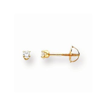 14k Yellow Gold 2.25mm CZ Baby Earrings