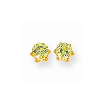 14k Yellow Gold 5mm Synthetic Peridot (Aug) Earrings