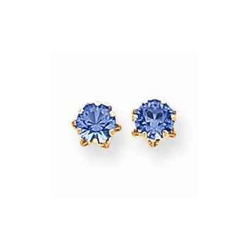 14k Yellow Gold 5mm Synthetic Sapphire (Sep) Earrings