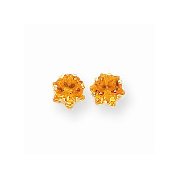 14k Yellow Gold 5mm Synthetic Citrine (Nov) Earrings