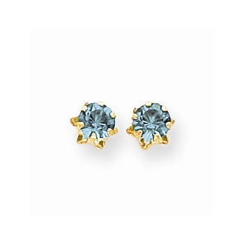 14k Yellow Gold 5mm Synthetic Blue Topaz (Dec) Earrings