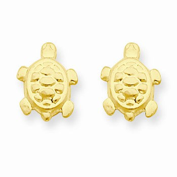 14k Yellow Gold Turtle Post Earrings