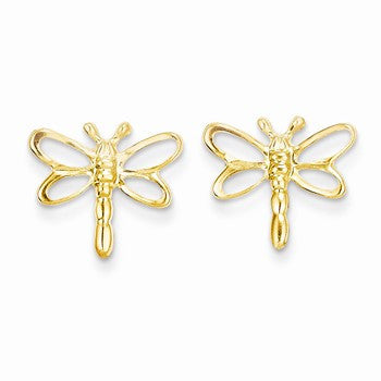 14k Yellow Gold Dragonfly Post Earrings