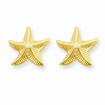 14k Yellow Gold Starfish Post Earrings