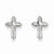 14k White Gold Cross CZ Screwback Post Earrings