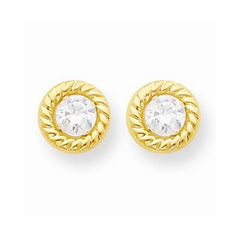 14k Yellow Gold 6mm CZ Post Earrings