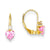 14k Yellow Gold Clear/Pink CZ Heart Leverback Earrings