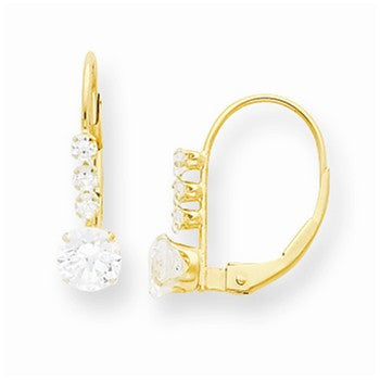 14k Yellow Gold CZ Leverback Earrings