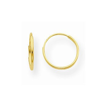 14k Yellow Gold 1mm Hoop Earrings