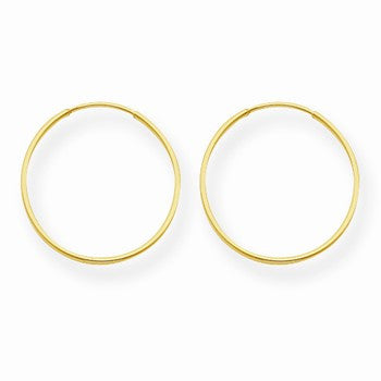 14k Yellow Gold 1mm Hoop Earrings