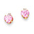 14k Yellow Gold 2mm round / 5mm Pink CZ Heart Post Earrings