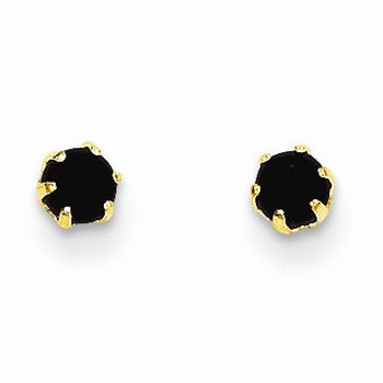 14k Yellow Gold 3mm Onyx Post Earrings