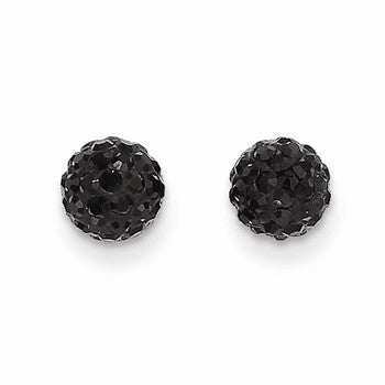 14k Yellow Gold 6mm Black Crystal Post Earrings