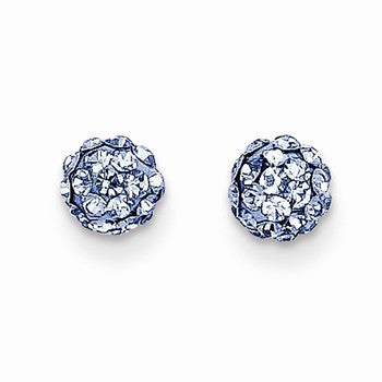 14k Yellow Gold 5mm Blue Crystal Post Earrings