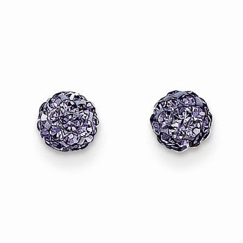 14k Yellow Gold 5mm Purple Crystal Post Earrings